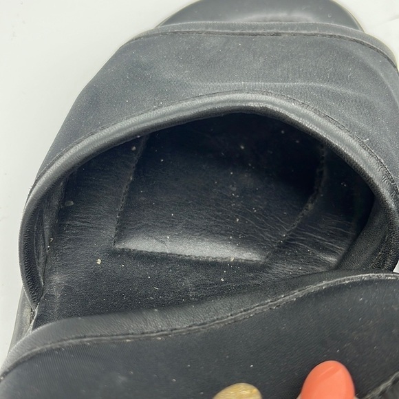 ECCO Black Strappy Leather Canvas Block Heel Open Toed Sandals Size 7 - Picture 14 of 14